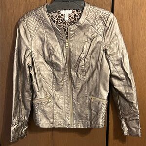 Charter Club Metallic Leather Jacket